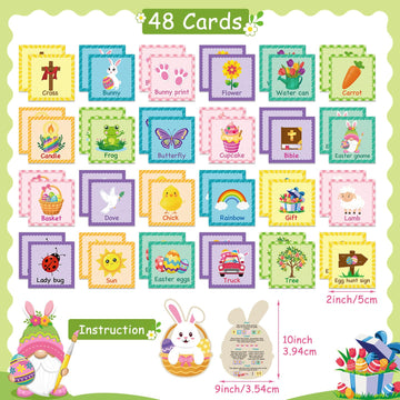 Containlol 48 Pcs Easter Memory Matching Cards Religious Matching Game Bunny Rabbit Egg Educational Games For Holy Week Spring C