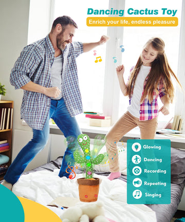 Luketure Dancing Talking Cactus Toy For Baby W/ 120 Songs & Flashing Lights, Easter Gifts Mimicking Educational Toy For Toddlers, Tummy Time Play, Birthday, Christmas, Babies Sensory Music Toy