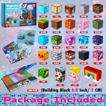 Magneverse 150 PCS Magnetic Blocks - Magnet Toys for Kids, Boys and Girls, Magnetic Building Blocks Cubes, Stacking Magnets for
