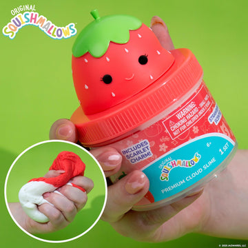 Original Squishmallows Scarlet The Strawberry Premium Cloud Slime, Strawberry-Scented, Party Favors for Kids 8-12, Girl Toys 8-1