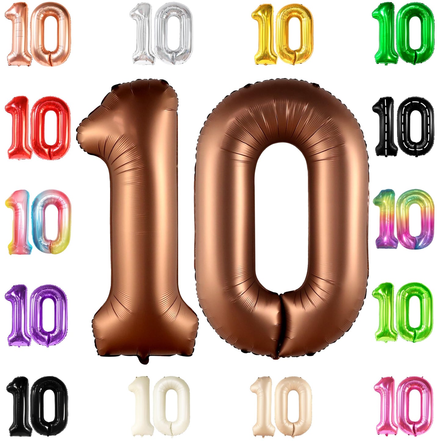 Katchon, Giant Coffee Brown 10 Balloon Number - 40 Inch | Coffee Brown Number 10 Balloon For 10Th Birthday Decorations | 10 Birthday Balloon Brown For 10 Year Old Birthday Decorations | 10 Balloons