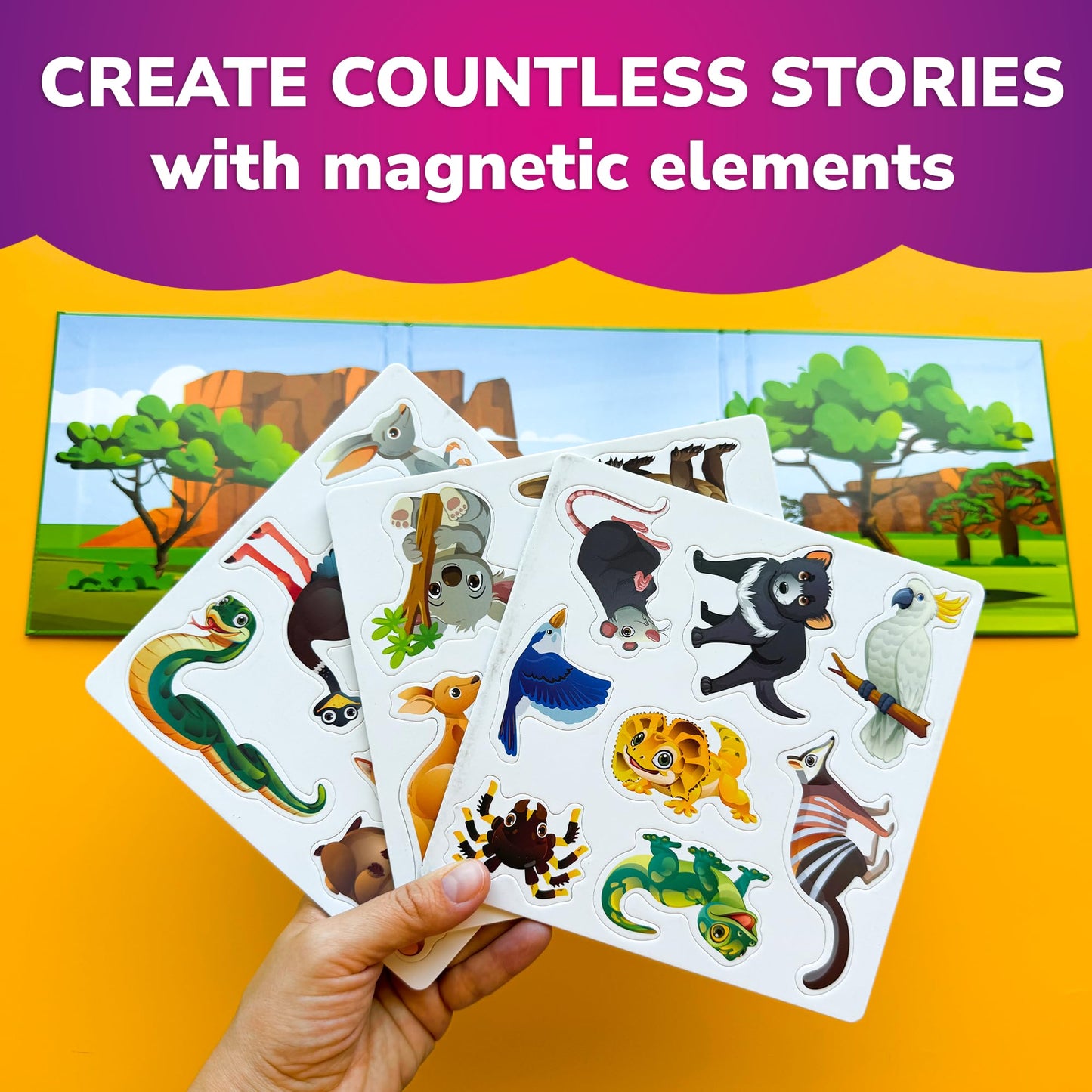 Quokka Travel Magnetic Puzzles For Toddlers 1-3 - 20+Pcs Animal Game With Extra-Long Play Book - Fun Travel Game Toy For Kids Ag