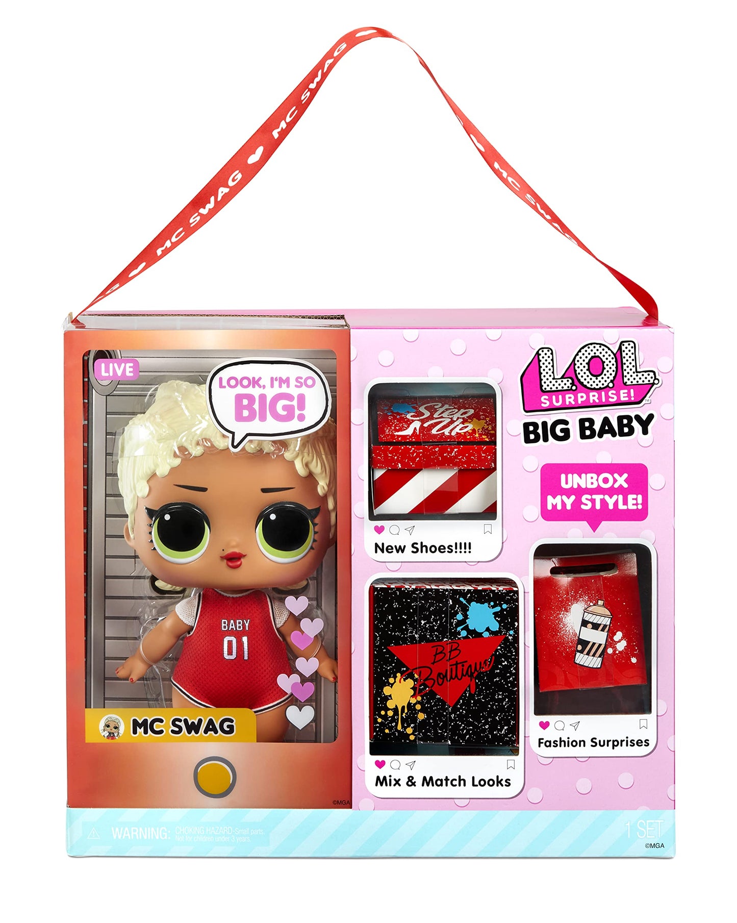 L.O.L. Surprise! Big Baby Mc Swag - 11' Large ,Doll With Colorful, Mix & Match Fashion Accessories, Wear And Share Earrings, Collectible Gift For Kids, Toy For Girls Ages 4 5 6 7+ Years Old