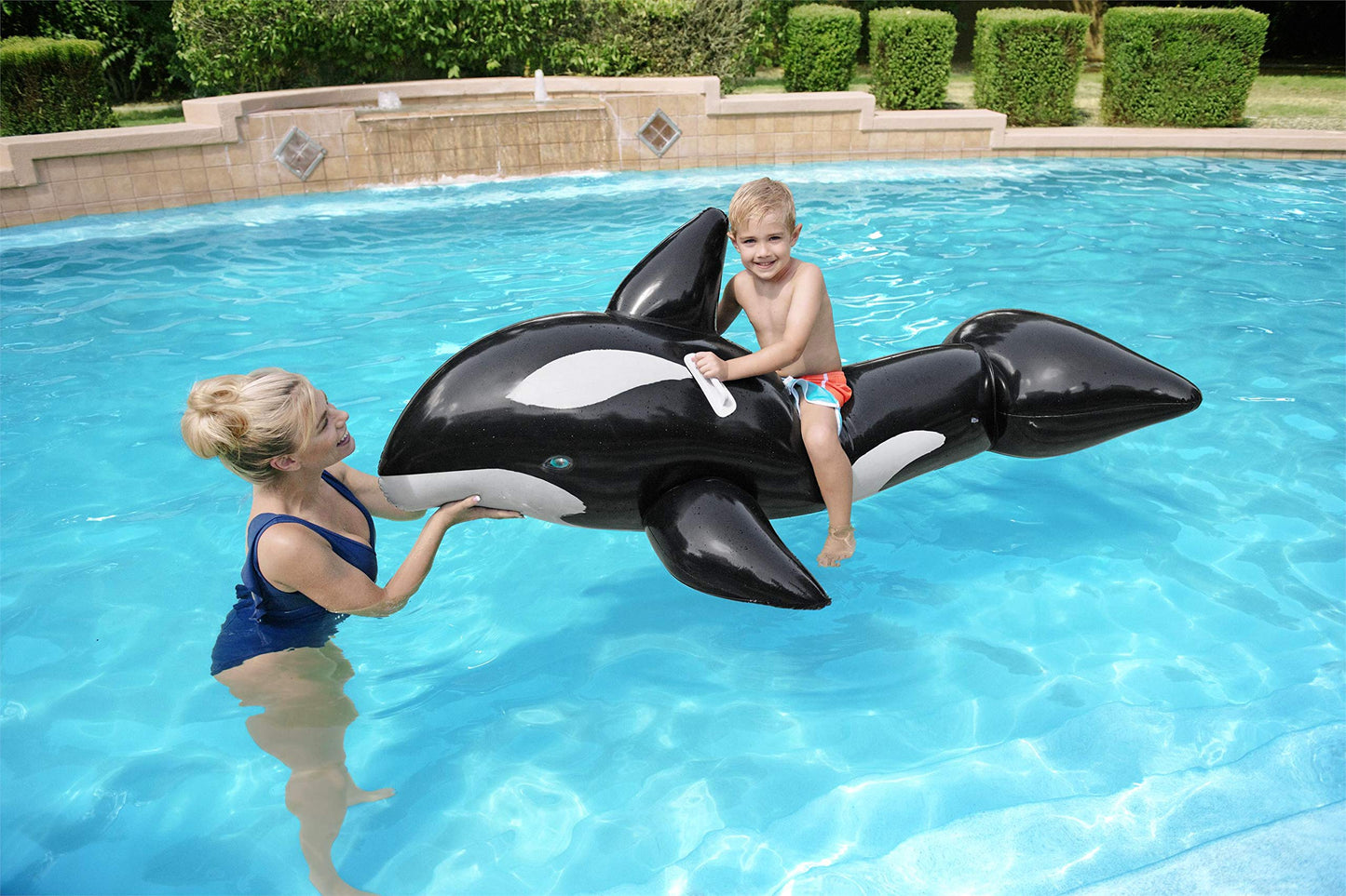 H2Ogo! Jumbo Whale Rider Inflatable Pool Float