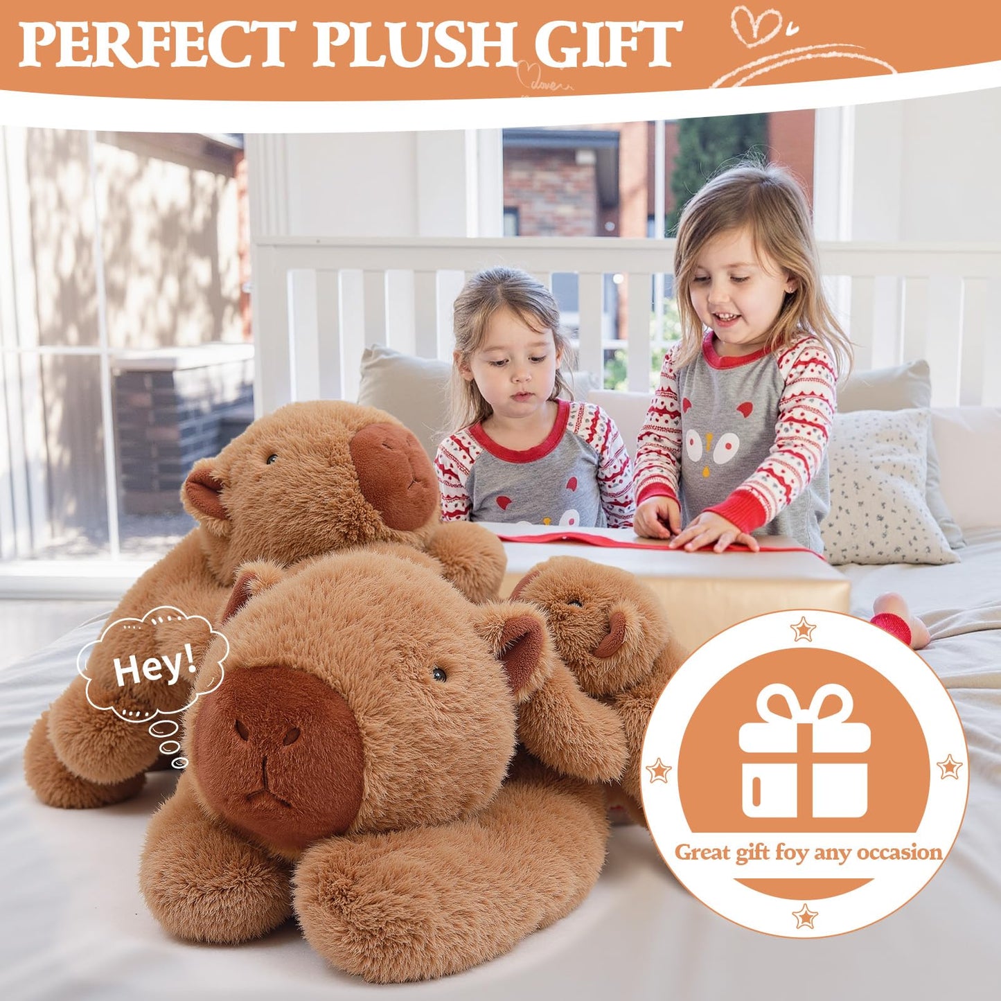 TITQWOP 12in Weighted Capybara Plush - Ultra-Soft Cotton Stuffed Animal in Paddle-style Capybara, Perfect Gift for Kids and Adults
