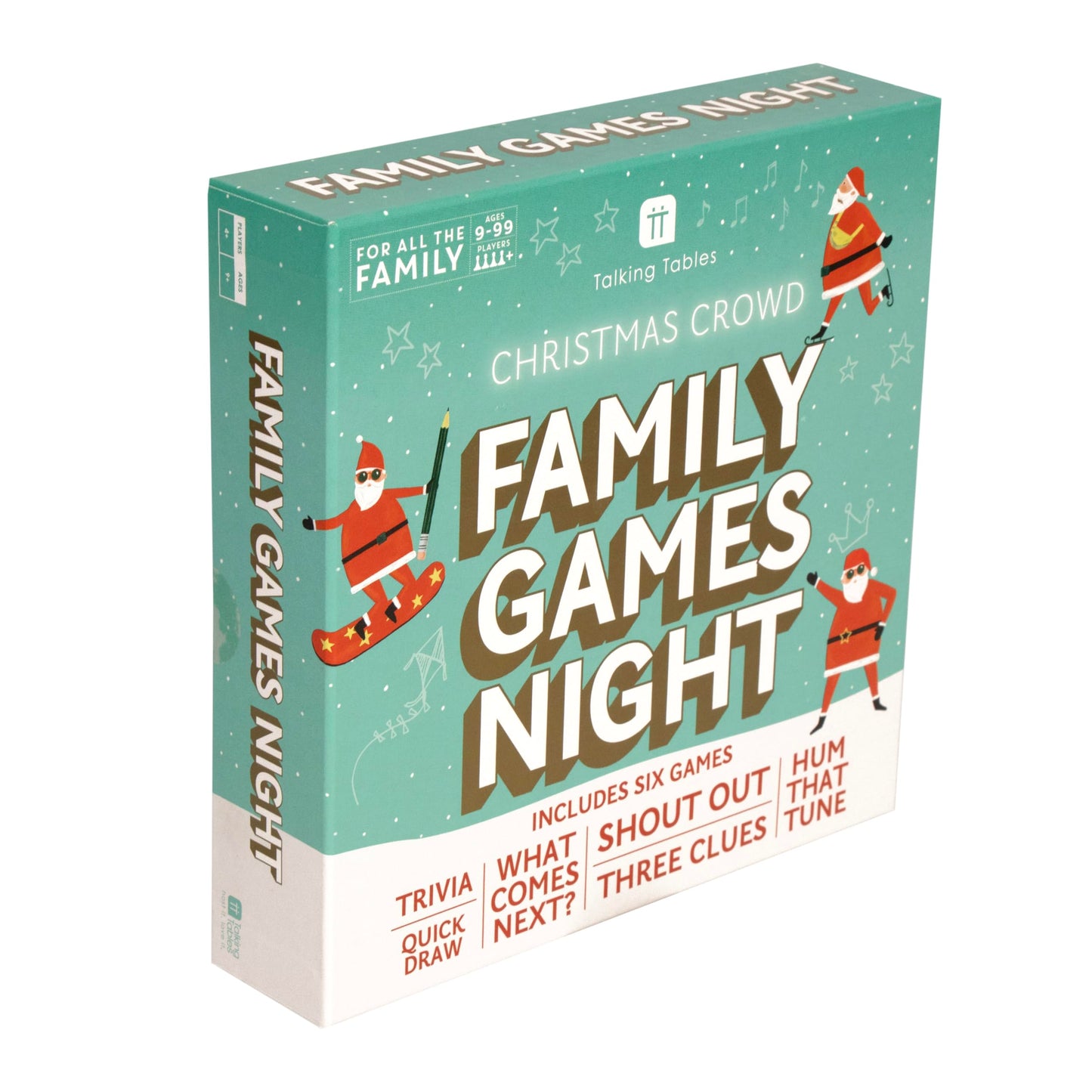 Talking Tables Christmas Family Games Night, Six Games, After Dinner Party, Fun Travel Pocket Games For Kids, Card Games For Adults, Present, Family Board Game, Gift, Secret Santa, Age 9+