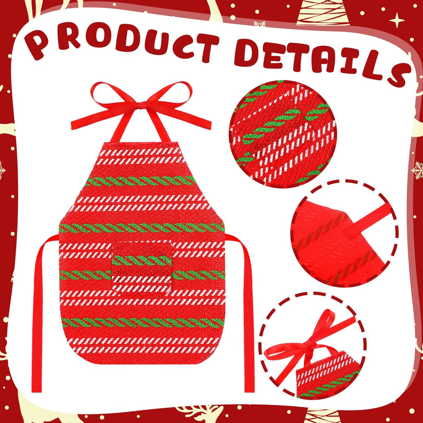 Bencailor 3 Set Christmas Elf Accessories Doll Apron Hats Set Dress Up Xmas Elf Baker Clothes Outfit Accessories For Cooking Bak