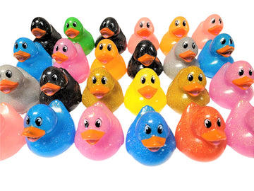 Colorful Glitter Rubber Duckies (2.5') Assorted Neon Color Ducks Ducky Duck (6)