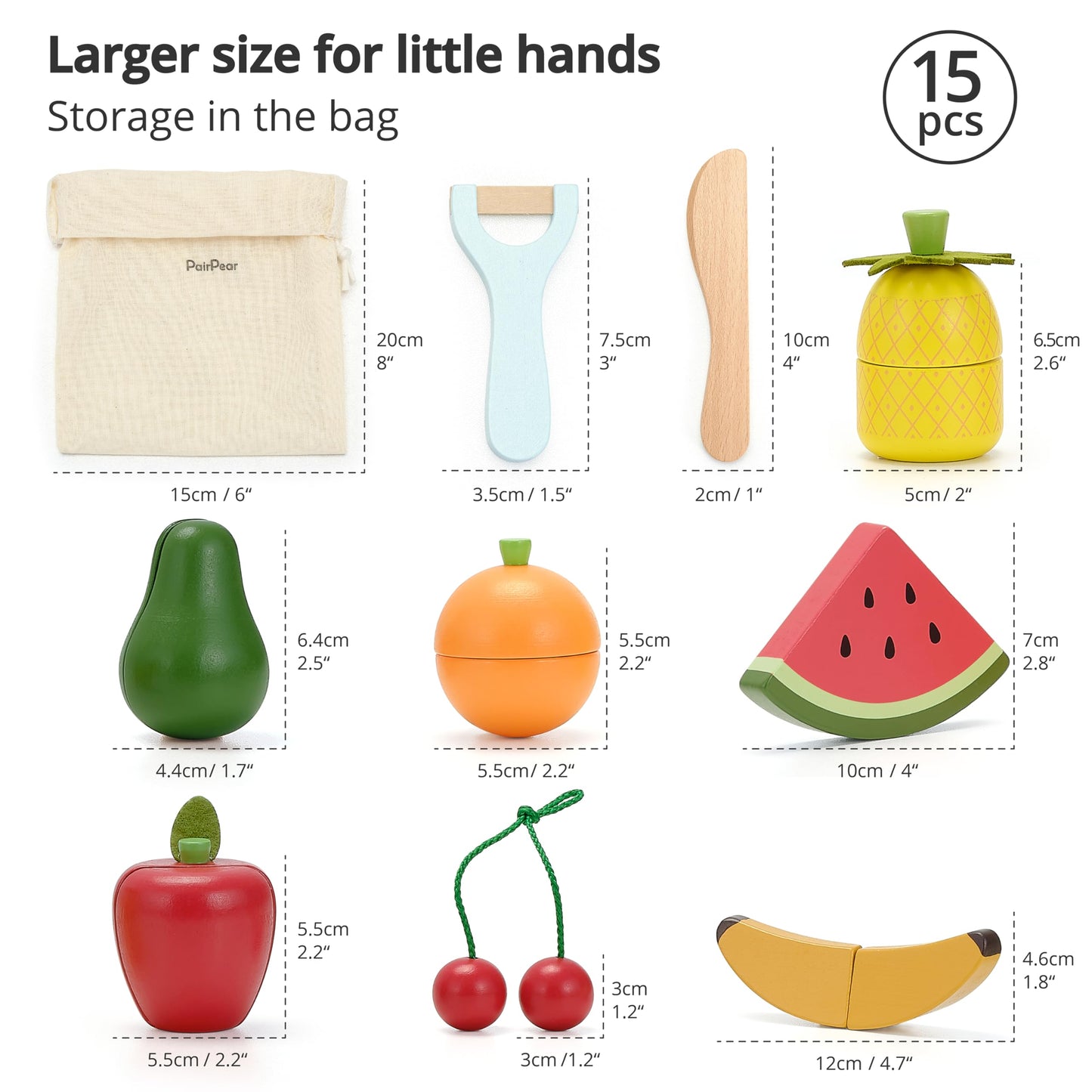 Pairpear Wooden Toys Play Food Sets For Kids Kitchen, Kids Toy Food Cutting Fruit Set For Toddlers 3+ Years Old, Pretend Food Pl