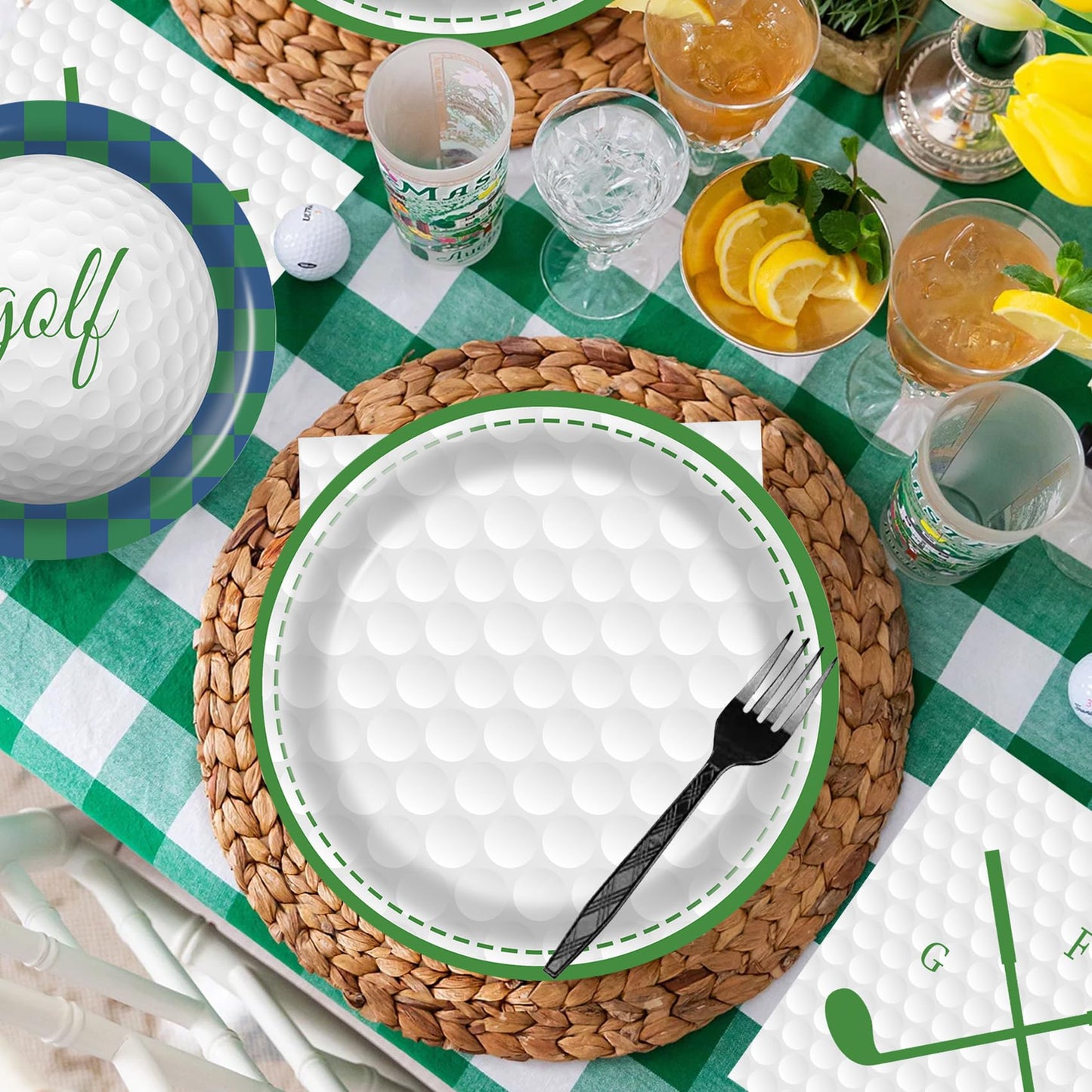 Bqk 96 Pcs Golf Plates And Napkins Golf Birthday Party Decorations Golf Party Supplies Golf Party Decor Golf Decorations For Par