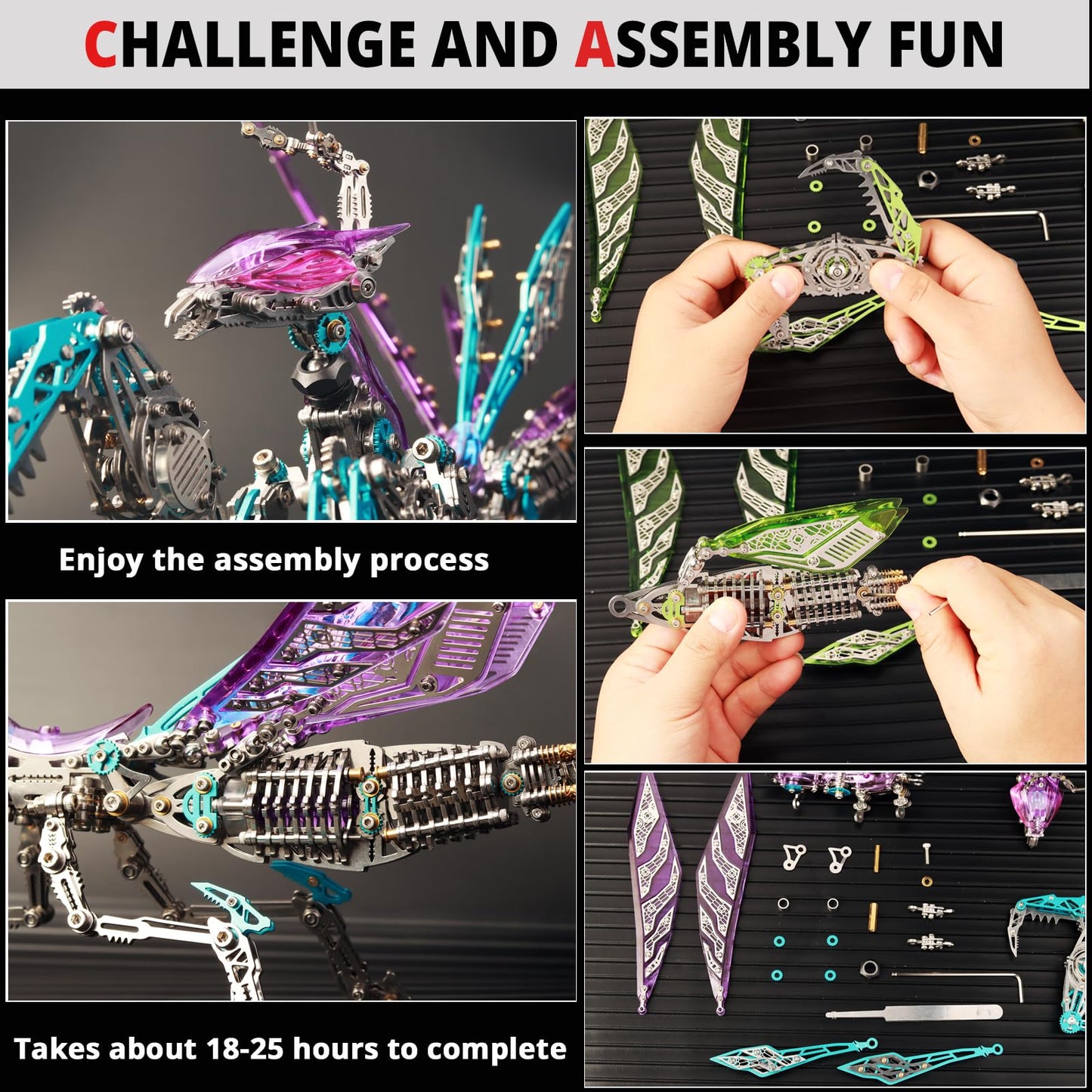 Yuezudpo 3D Metal Puzzles For Adults, 3D Metal Model Kits To Build Diy 3D Metal Puzzle 1000 Pieces Mechanical Building Kit,Diffi