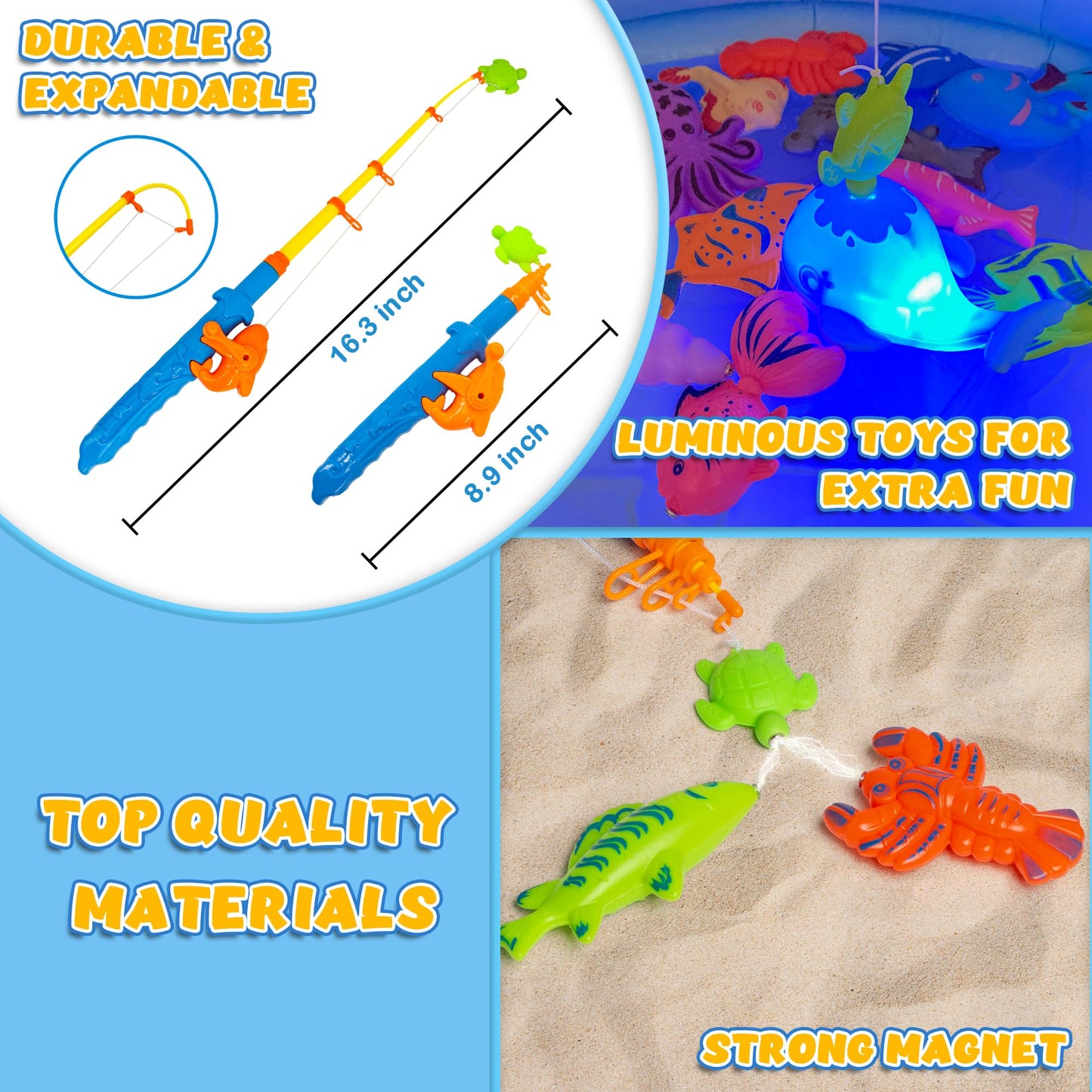 Kiditos 60Pcs Magnetic Fishing Bath Toys Game Set,Swimming Fish Toys For Bathtub,Water Table Bathtub Toys For Toddlers Kids Age