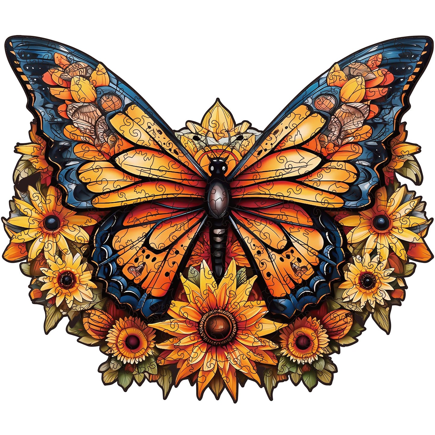 Wooden Puzzles For Adults - 200 Pieces Butterfly Unique Shaped Wooden Jigsaw Puzzles For Adults, Medium Size 10'' X 12'' Adult W