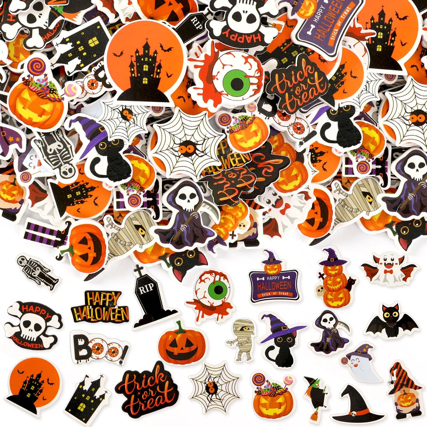 Julbear Halloween Foam Stickers Bulk, 300 Pieces Pumpkins Jack Ghost Bats Monster Color Printing Pattern Self-Adhesive Foam Stic