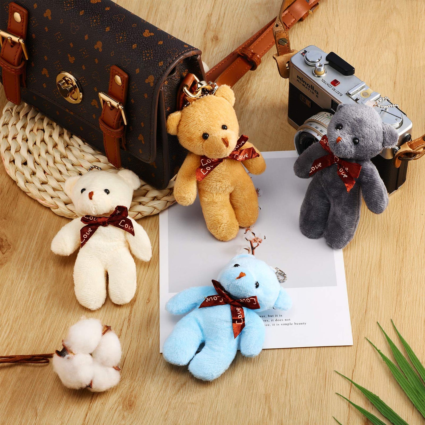 24 Pieces Mini Bears 4.7 Inch Tiny Bears Doll Bulk Soft Mini Stuffed Animals For Diy Keychain For Graduation Birthday Baby Shower Wedding Party Favors (Bright Colors, Classic Style)