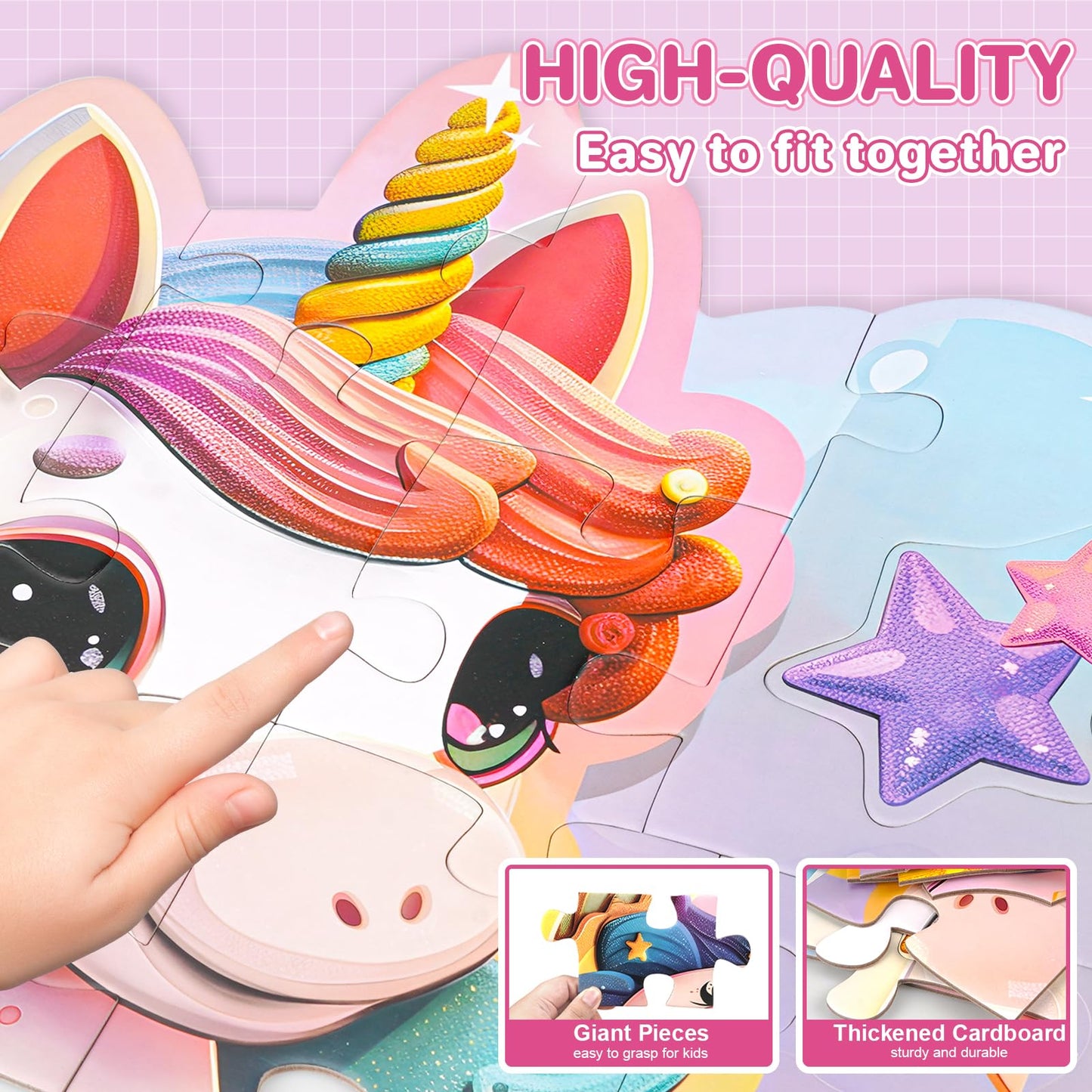 Innofans Unicorn Toys For Girls Age 4-6,48 Piece Unicorn Large Floor Puzzles For Kids Ages 3-5, Toddler Learning Preschool Educational Development Toys Christmas Birthday Gift For Boys Girls