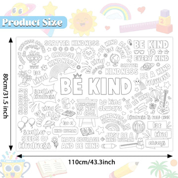 Naozinebi Be Kind Coloring Poster For Kids Giant Coloring Poster Large Positive Coloring Tablecloth Jumbo Coloring Books For Kid