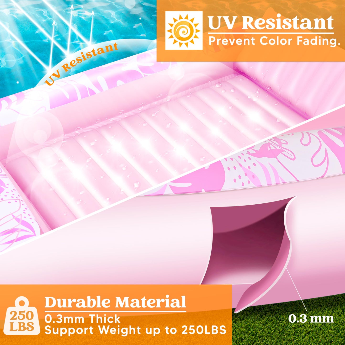 Sloosh Inflatable Tanning Pool Lounger Float,70' X 46' Pool Floats Adult With Pillow,4 In 1 Suntan Tub Raft Floatie,Sunbathing Bed Lounge For Water Blow Up Kids Ball Pit Party Gifts,L-Blushing Pink