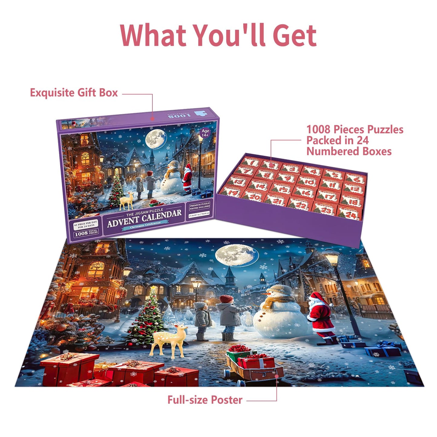 Christmas Puzzles 1000 Pieces, Christmas Eve Christmas Puzzle, Snowy Night Christmas Puzzles, Christmas Puzzles For Adults 1000