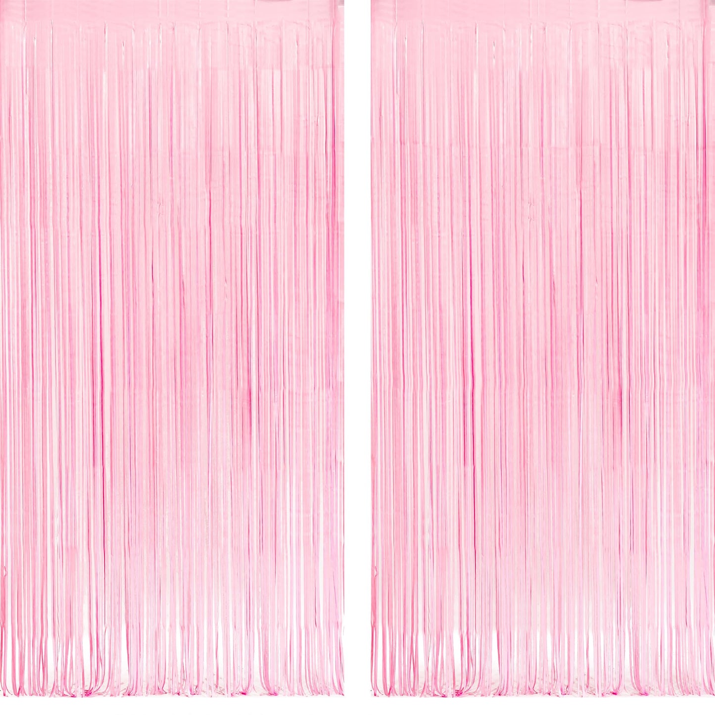 Pastel Pink Party Backdrop Decoration - GREATRIL Baby Pink Foil Fringe Streamers for Baby/Boo Day/Valentines/Cowgirl/Sweet/Cloud
