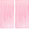 Pastel Pink Party Backdrop Decoration - GREATRIL Baby Pink Foil Fringe Streamers for Baby/Boo Day/Valentines/Cowgirl/Sweet/Cloud
