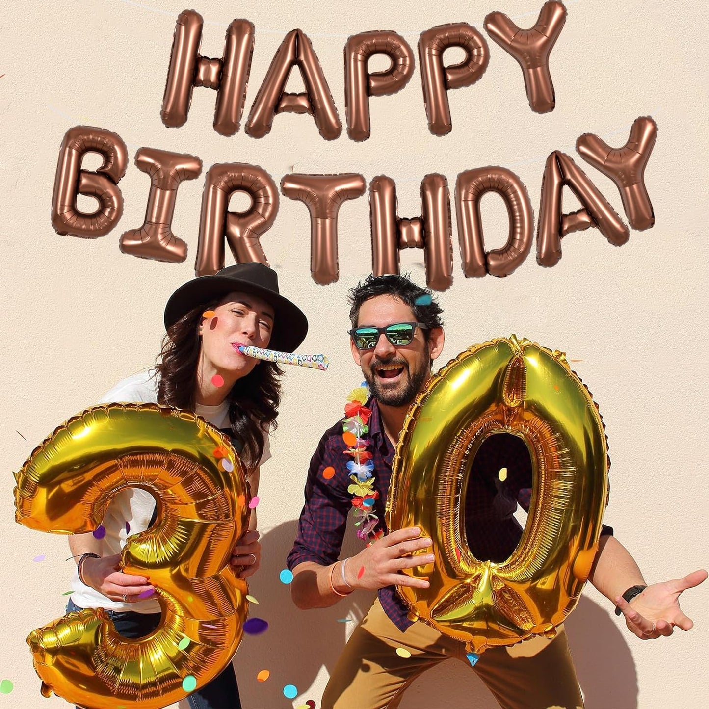 Toniful Chocolate Happy Birthday Balloons Banner 16 Inch Mylar Foil Letters Birthday Sign Bunting Reusable For Girls Boys Kids &