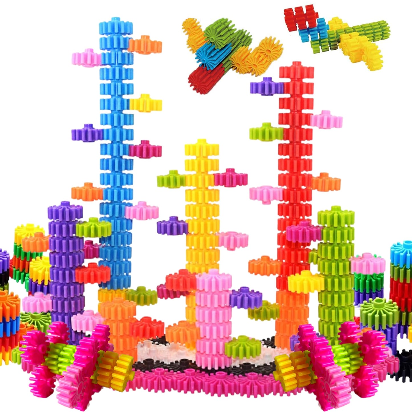 KAKATIMES STEM Building Blocks Toys for Kids - Educational and Safe Gear Interlocking Construction Playset - Develop Creativity