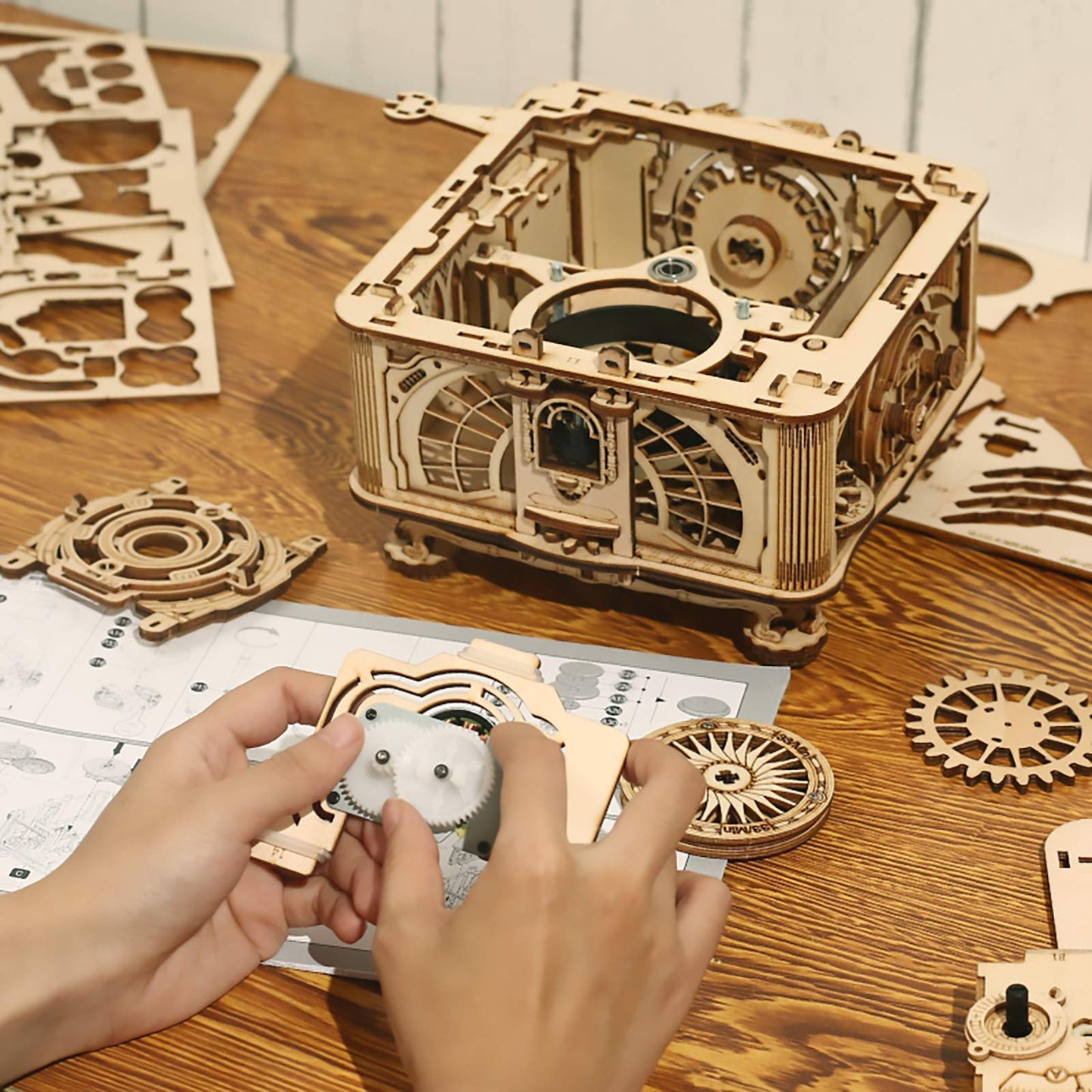 Rowood 3D Wooden Puzzle, Classical Mechanical Model Kit To Build, Best Gift For Teens Adults - Gramophone