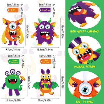 Sumind 24 Sets Halloween Craft Paper Ornaments Kits DIY Craft Halloween Paper Decorative Kit Art DIY Handcraft Supplies for Game