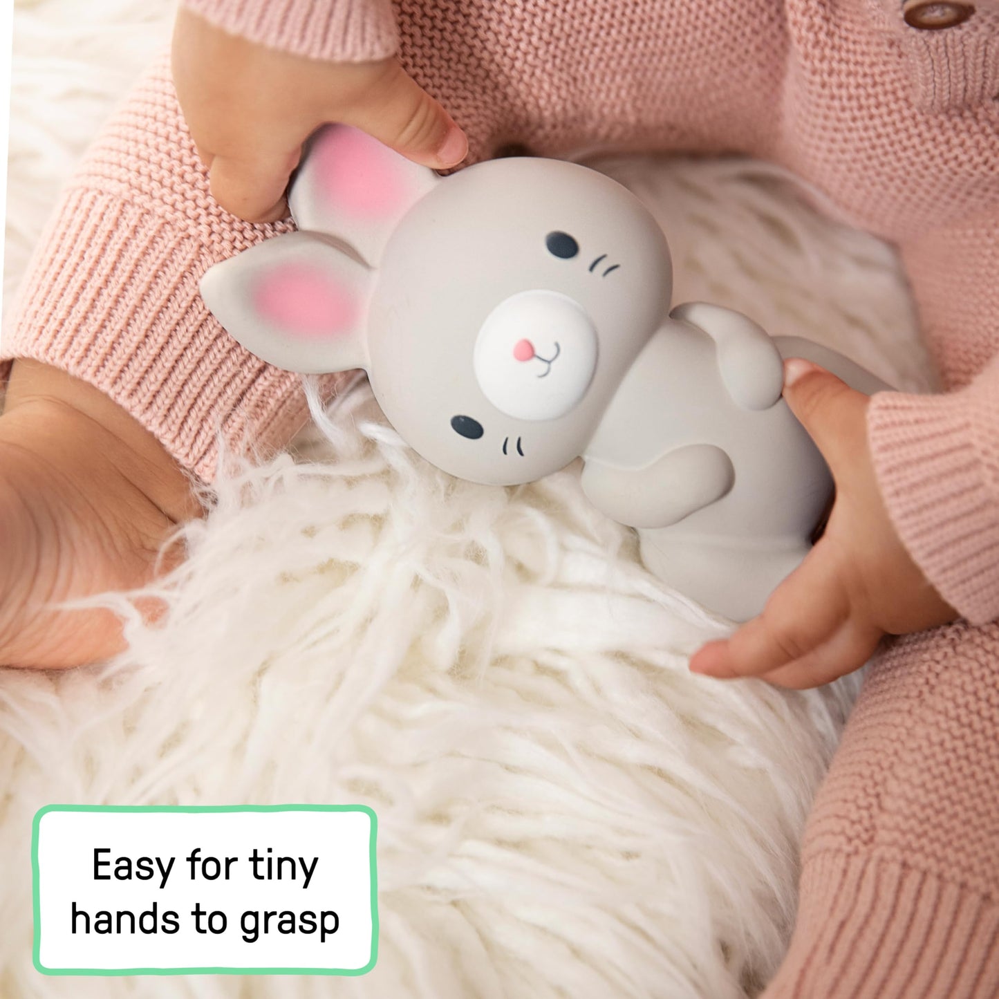 Ingenuity Sylvi Natural Rubber Teether 5.75 Toy, BPA Free, for Babies Ages 3+ Months, Multisensory