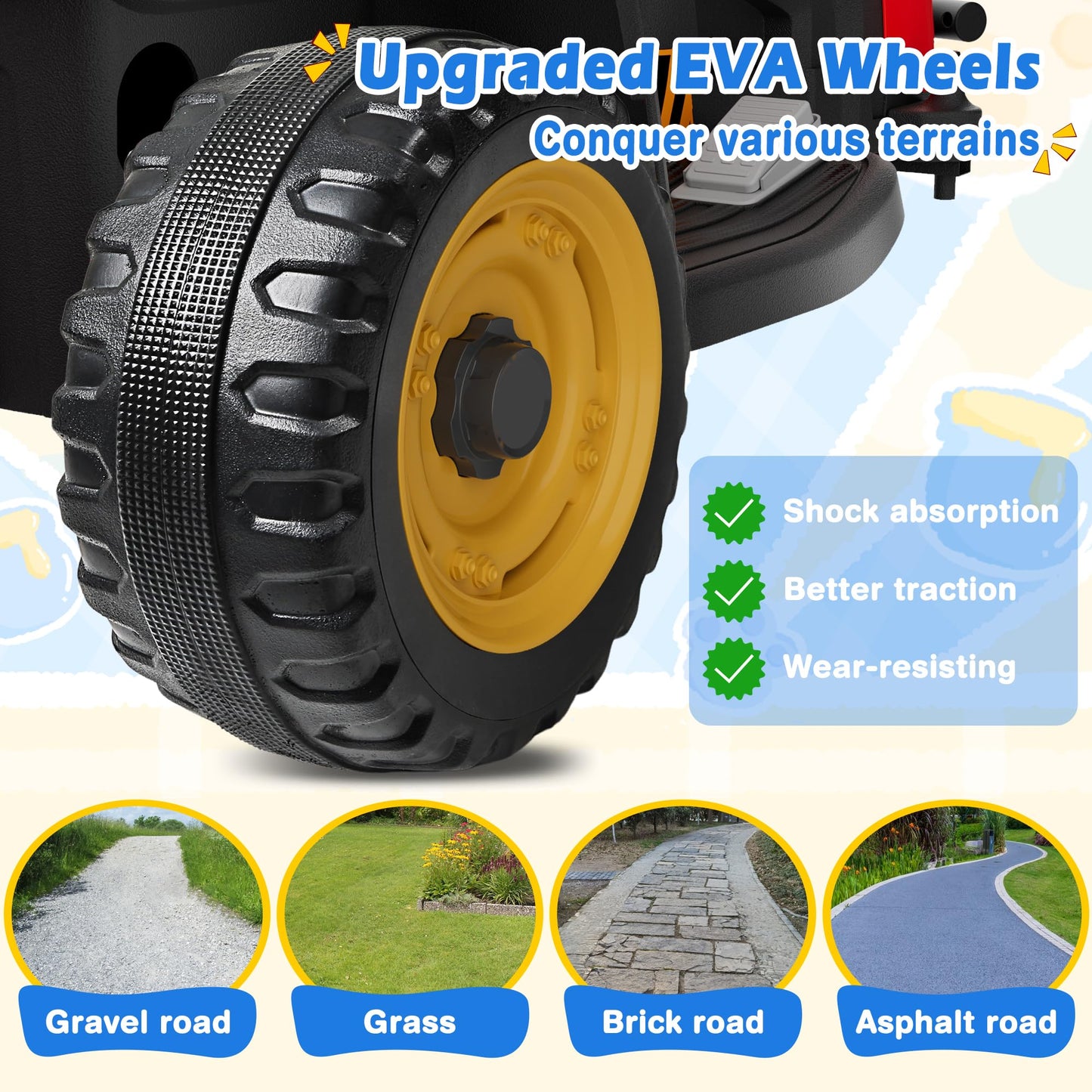 Arbeli 24V Ride On Tractor W/Tiltable & Detachable Trailer, 2X65W Motors, Eva Tires, Remote Control, Bluetooth, Shifter, Music,