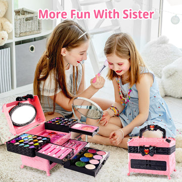 Kids Makeup Sets For Girl Toys - Toys For Girls Makeup Set Real Washable Princess Makeup Kit, 66Pcs Mqsiuve Toys Little Girl Mak