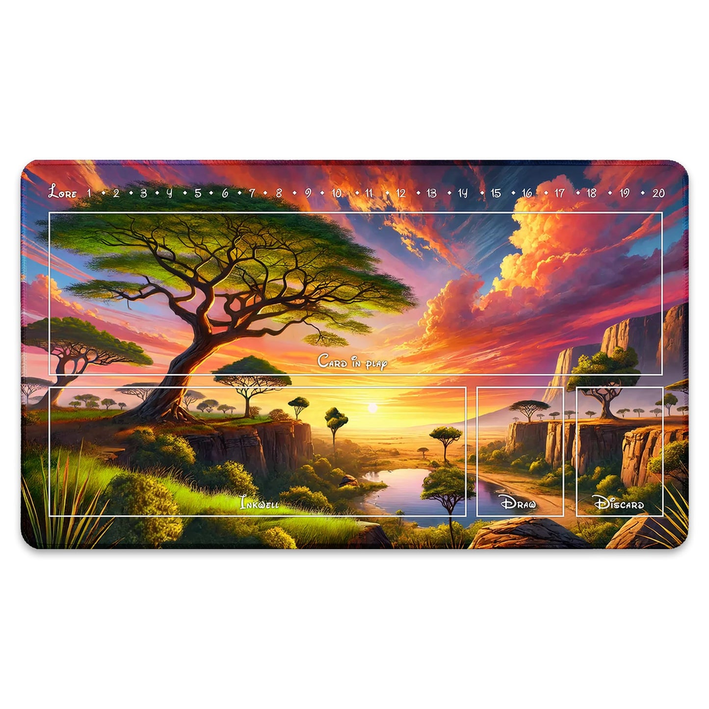 Wizcraft Gaming Paramint Lorcana Africa Savannah (Stitched)- Lorcana Playmat - Lorcana Mat, Lorcana Game Mat - Non-Slip Rubber W