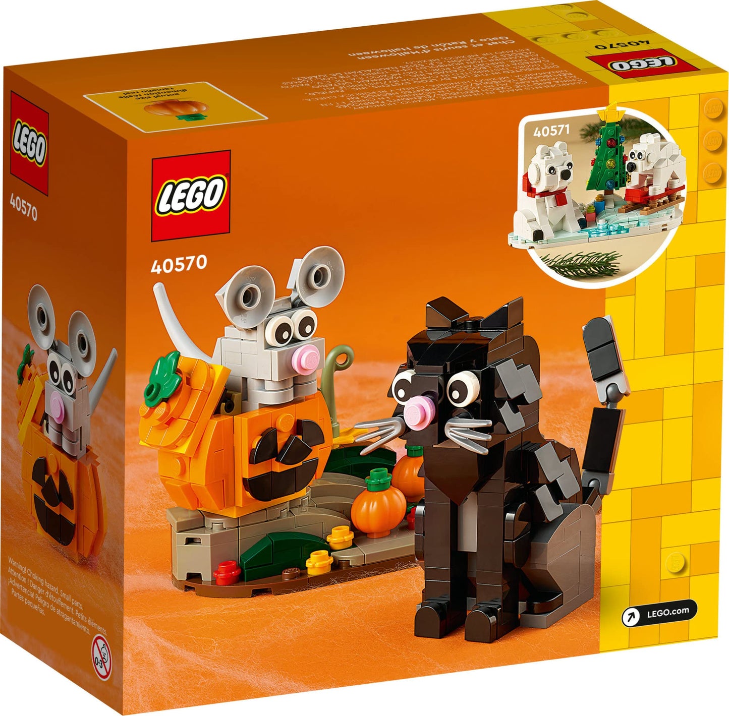 Lego Halloween Cat & Mouse 40570 Building Kit, Whimsical Halloween Décor With Adorable Cat, Mouse, And Pumpkin Toys, Halloween Toy