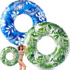 Silipull 2 Pcs Large Float Tube 47.24 Inches Inflatable Pool Floats Jumbo Tropical Leaves Inflatable Pool Tube Rings Swimming Ri