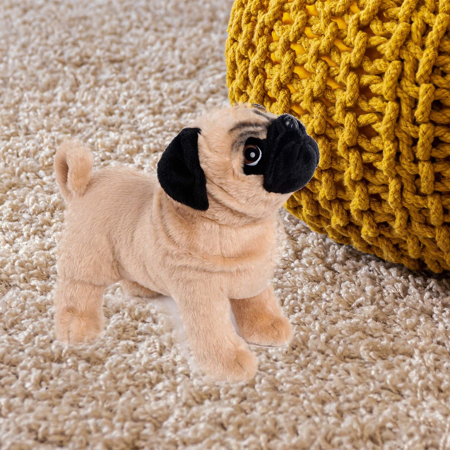 Boni 12.5 Inch Brown Pug Stuffed Animal, Pug Plush Dog Stuffed Animals Gifts For Children Christmas Day Birthday