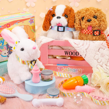 Tagitary Plush Toys Electronic Toy With Sounds,Wiggling Ears,Twitching Mouth And Nose, Interactive Rabbit Toy For Kids With Leash,Easter Christmas Birthday Gift For Toddlers Kids