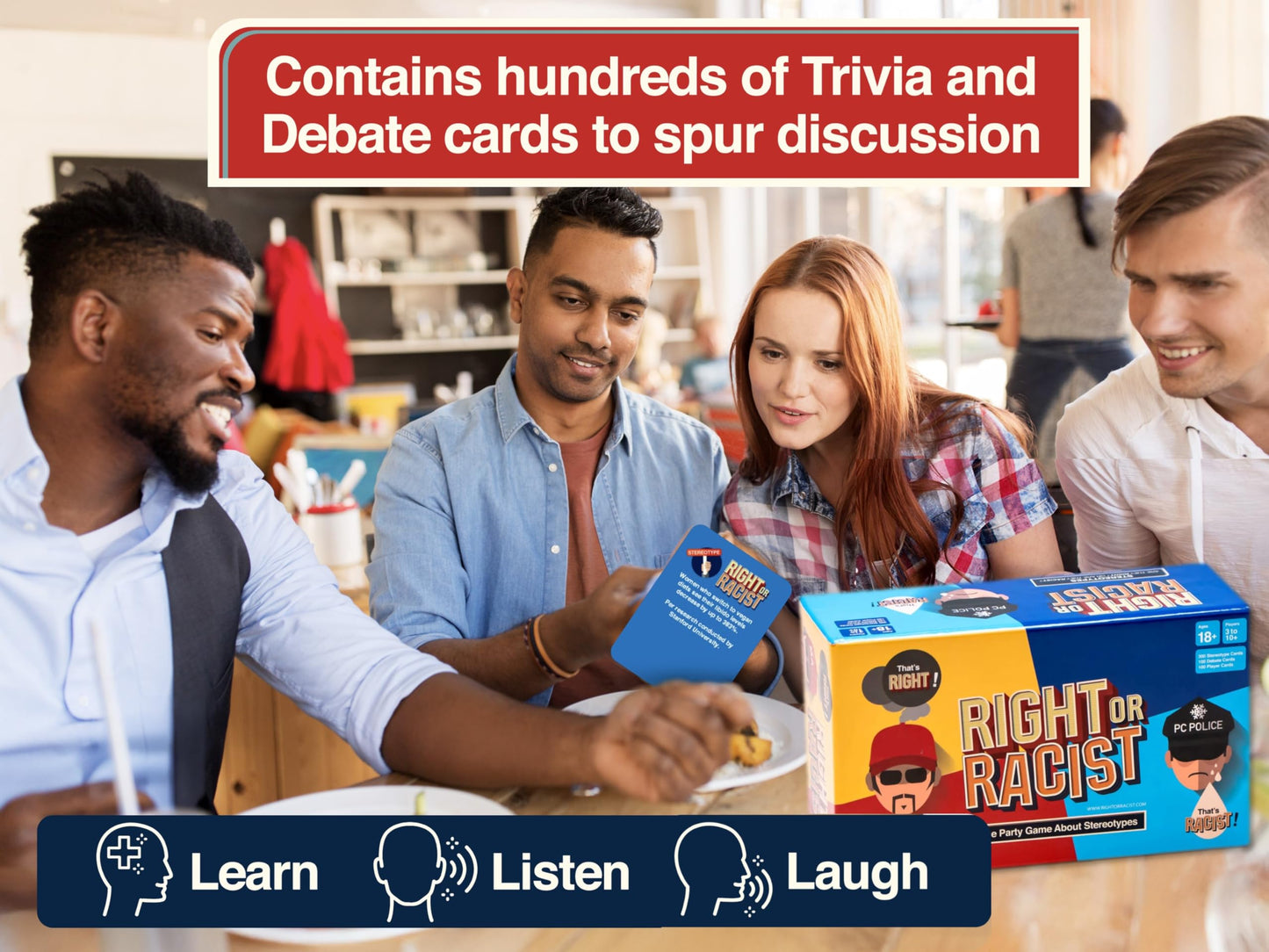 Right Or Racist, Card Game, Gag Gift With Hundreds Of Trivia And Debate Cards, Funny Gag Gifts For Secret Santa Or White Elephant, Games For Men And Women, 3 To 10+ Players