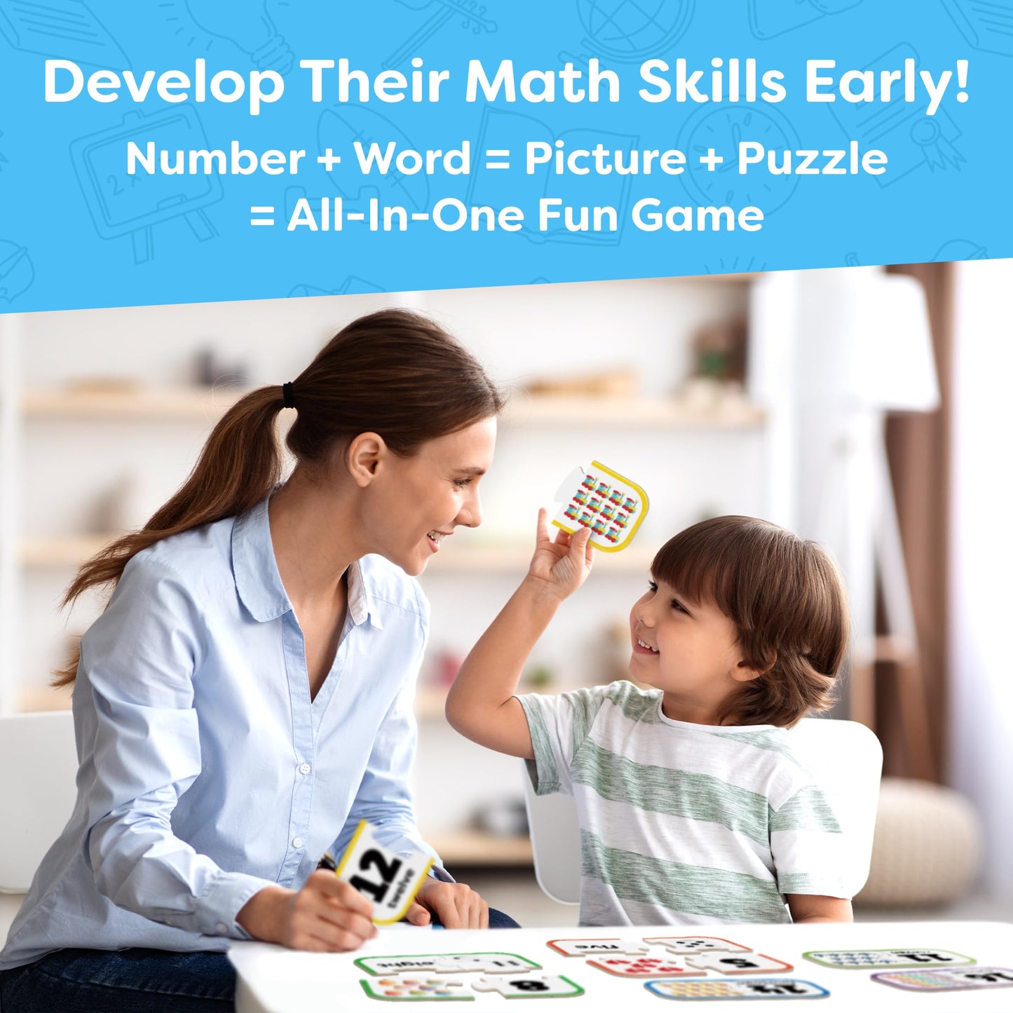 Number Puzzle Kindergarten Math Games - Number Matching Puzzle - Learning Numbers Puzzles Counting Toys For Toddlers Kids Ages 3-5 - Educational Toys Preschool Learning Activities - Easter Toys Gifts