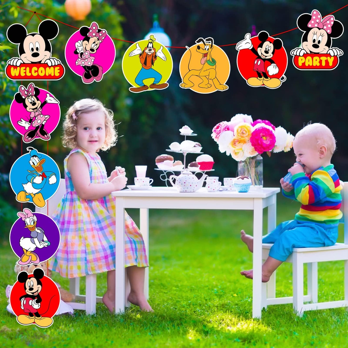 Mouse Birthday Party Supplies, Door Sign Porch Sign Welcome Banner for Mickey Party Decorations