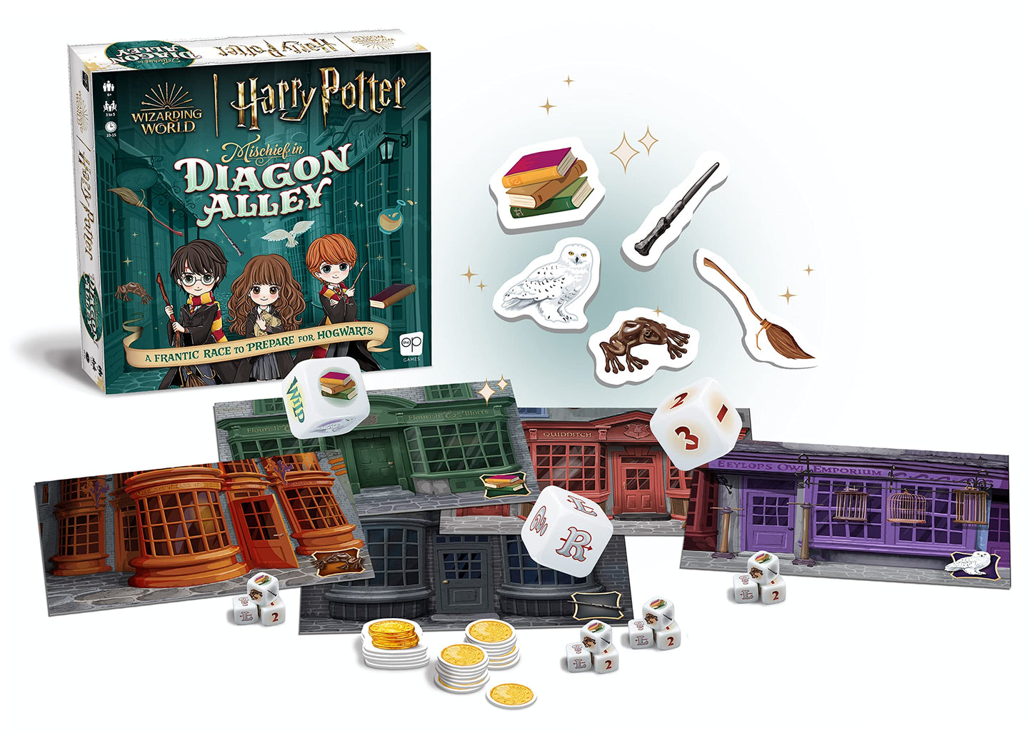 Harry Potter Mischief in Diagon Alley | Quick-Rolling Family Dice Game | Artwork Inspired by Harry Potter | Perfect Kids & Famil