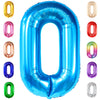 Giant Blue 0 Number Balloons - 40 Inch | 0 Digit Balloon For Ocean Theme | Blue 0 Balloon For Ocean Theme Birthday Party Supplies | Mylar Blue Number 0 Balloon | Blue Mermaid Birthday Decorations