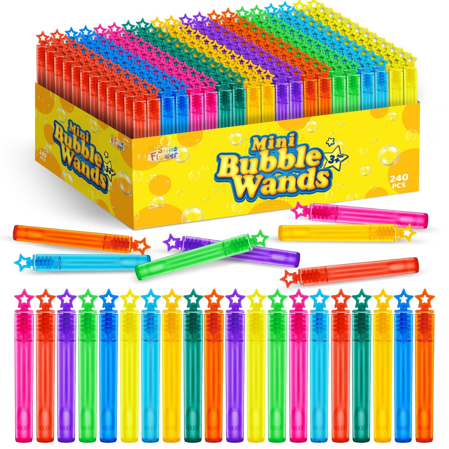Springflower 240 Pieces Mini Bubble Wands, Party Favors Assortment Toys For Kids,Themed Birthday, Halloween, Goodie Bags, Carnival Prizes, Wedding, Bubble Maker Outdoor Gifts For Girls & Boys