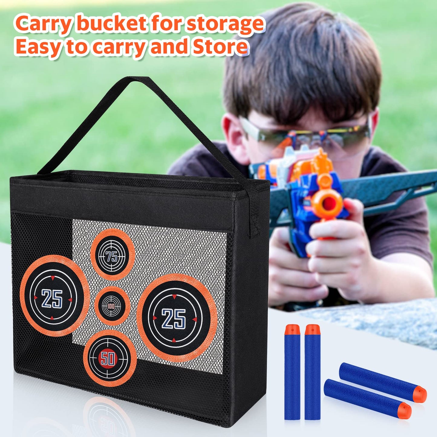 Pokiiulk 1000PCS project pieces Refill Darts Fit for Nerf N-Strike advanced Series Bulk project pieces Compatible for Nerf Party with Portable Shooting Practice Target Mesh Bag