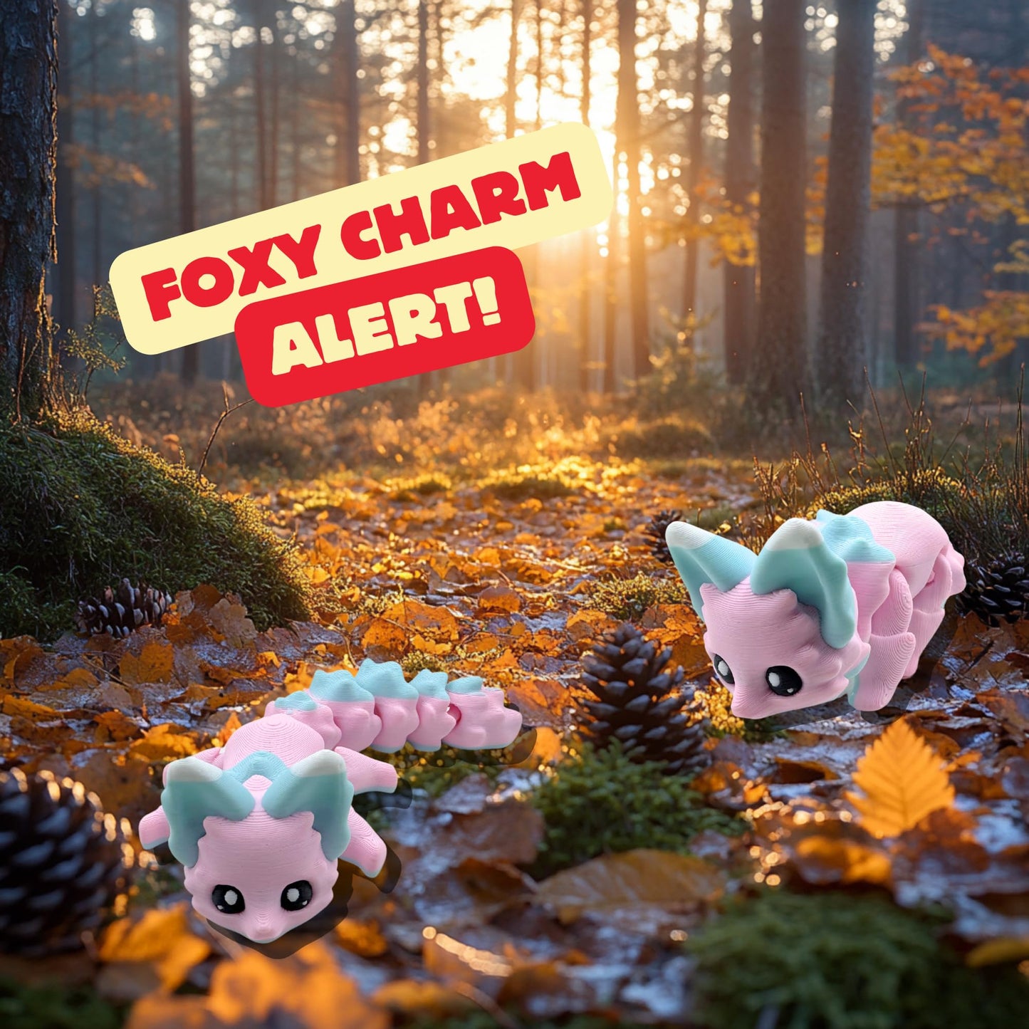 Yipintang 3D Printed Creature Flexible Animals - 8 Inches Fidget Animal For Desk D Cor (Candy Fox)