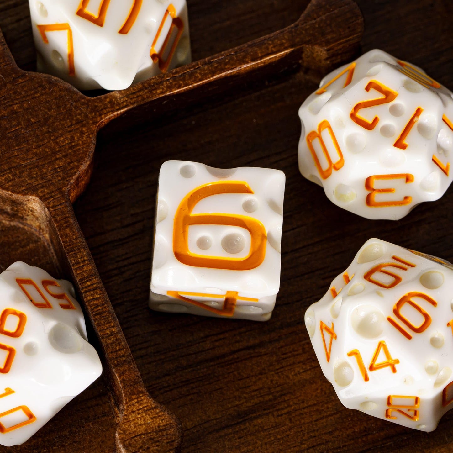 HDdais Cheese Dice DND Dice Set 7PCS White Polyhedral Dice Set D&D for Dungeons and Dragons Role Playing Game Tabletop Games