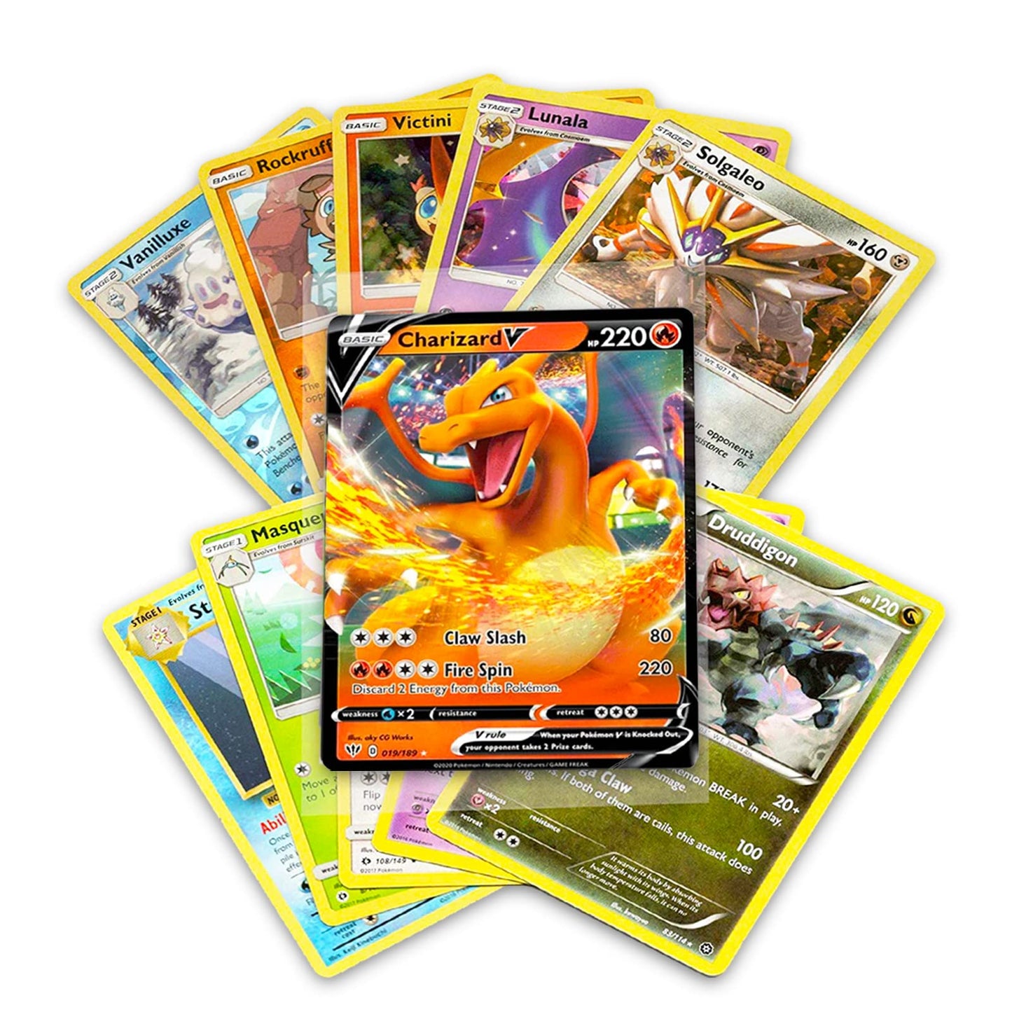 50+ Official Pokemon Cards Collection With 5 Foils In Any Combination And At Least 1 Rarity, Gx, Ex, Fa, Tag Team, Or Secret Rare