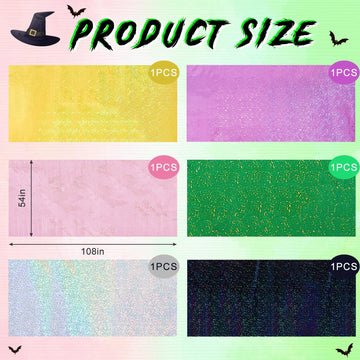 LOYIM 6 Pcs Witch Holographic Tablecloth for Party Pink Green Black Silver Gold 54 x 108 Witch Princess Theme Decorations Irides