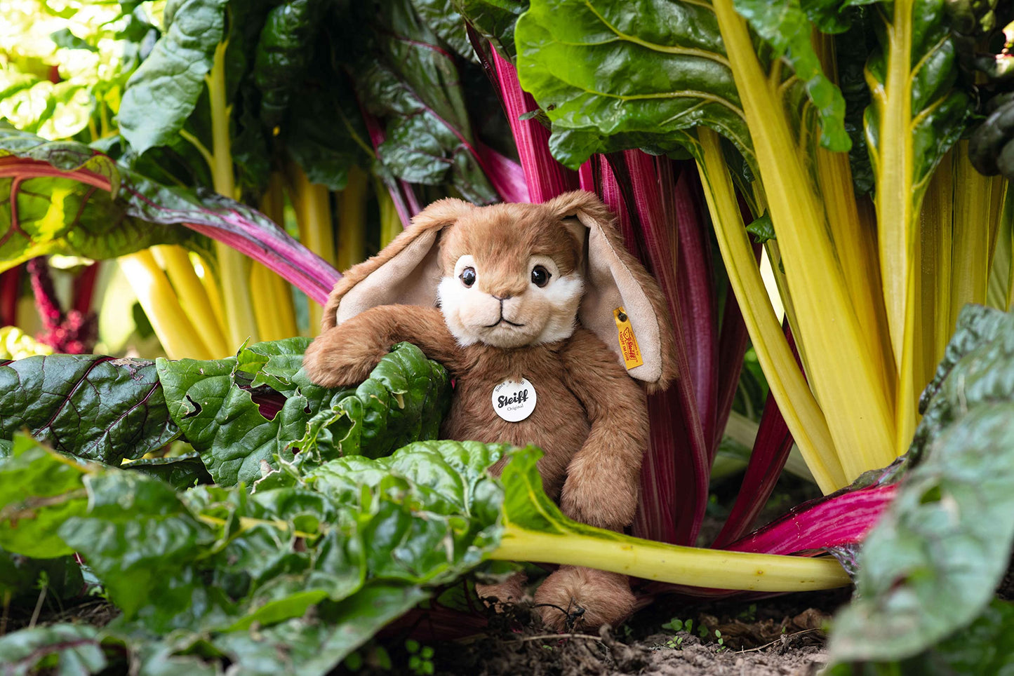 Steiff Premium Stuffed Animal Plush Dangling Rabbit, Small, Glazed Ginger Brown, Model 067471