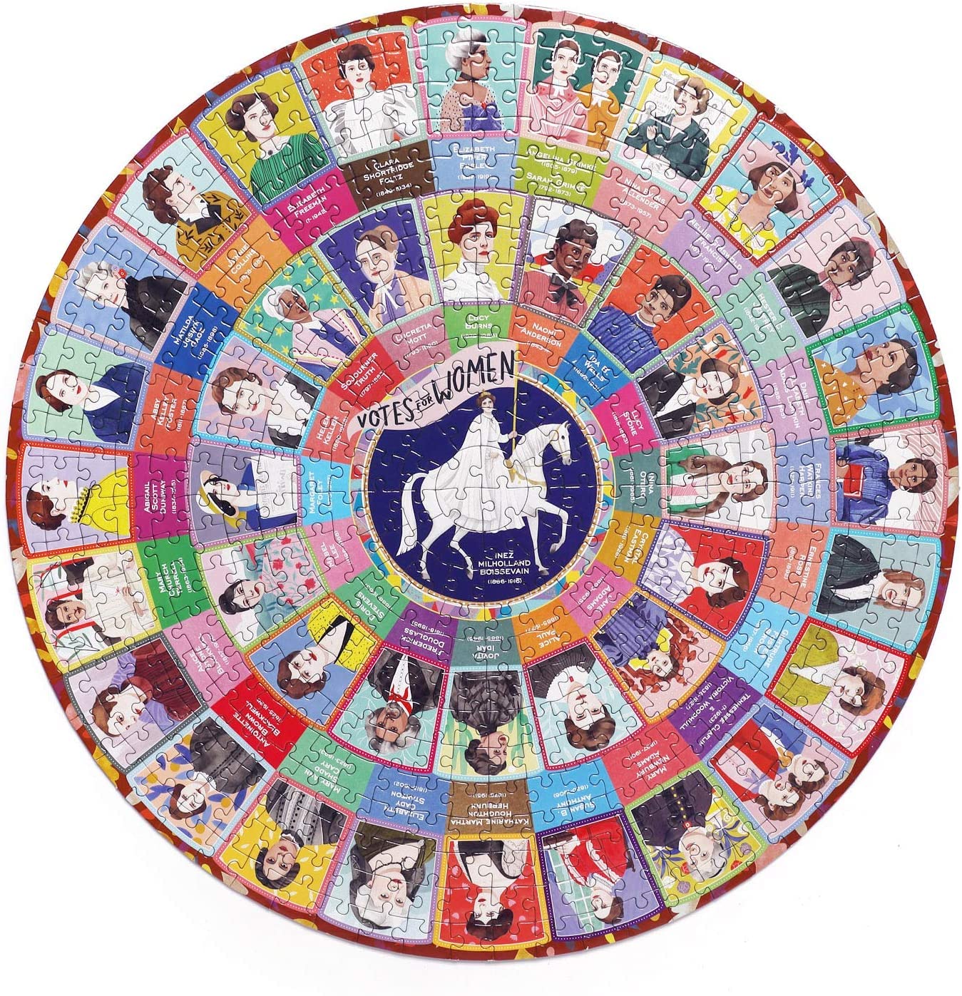 Eeboo: Piece And Love Votes For Women 500 Piece Round Circle Jigsaw Puzzle, Puzzle For Adults And Families, Glossy, Sturdy Pieces And Minimal Puzzle Dust